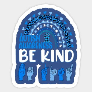 Be Kind Autism Awareness Rainbow Trendy Girls Leopard Sticker